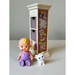Fisher-Price Loving Family Dollhouse Doll Kids Bedroom Bookshelf Baby Kitten Lot